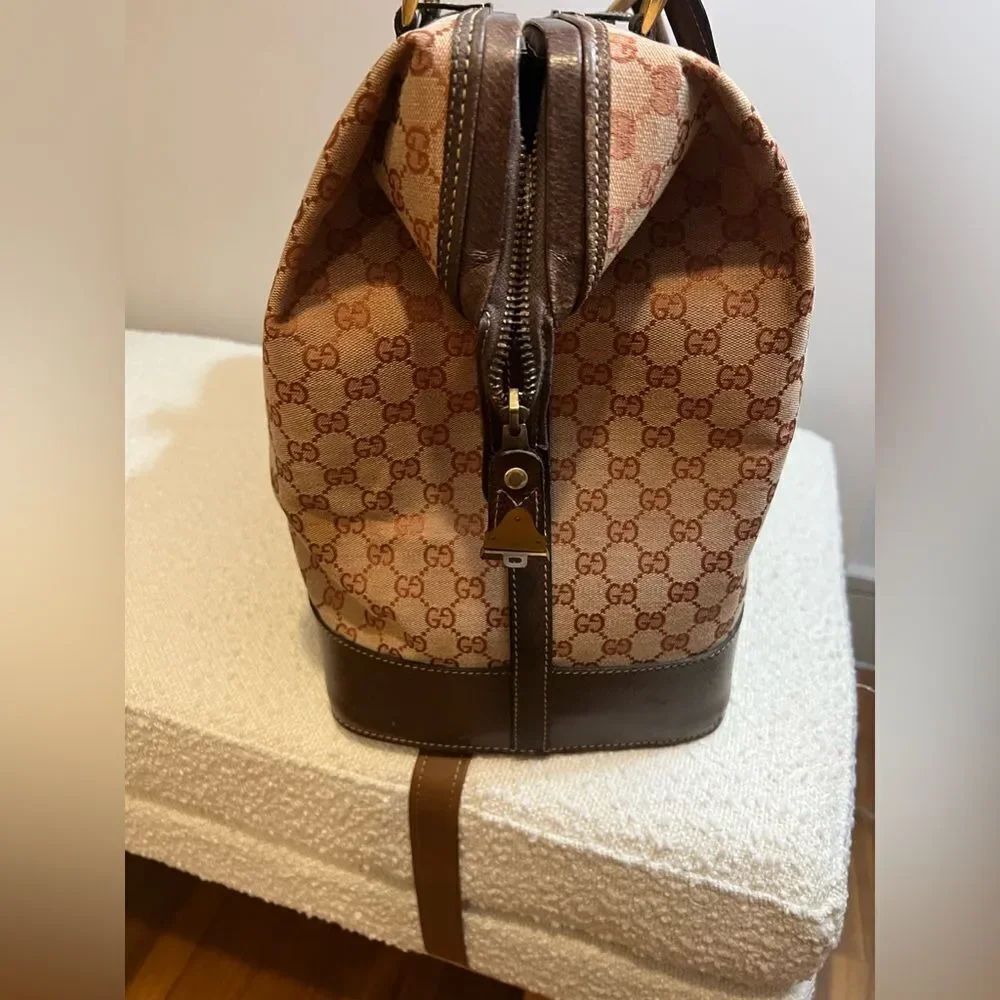 VINTAGE Gucci weekender travel bag, canvas and leather - Picture 4 of 9